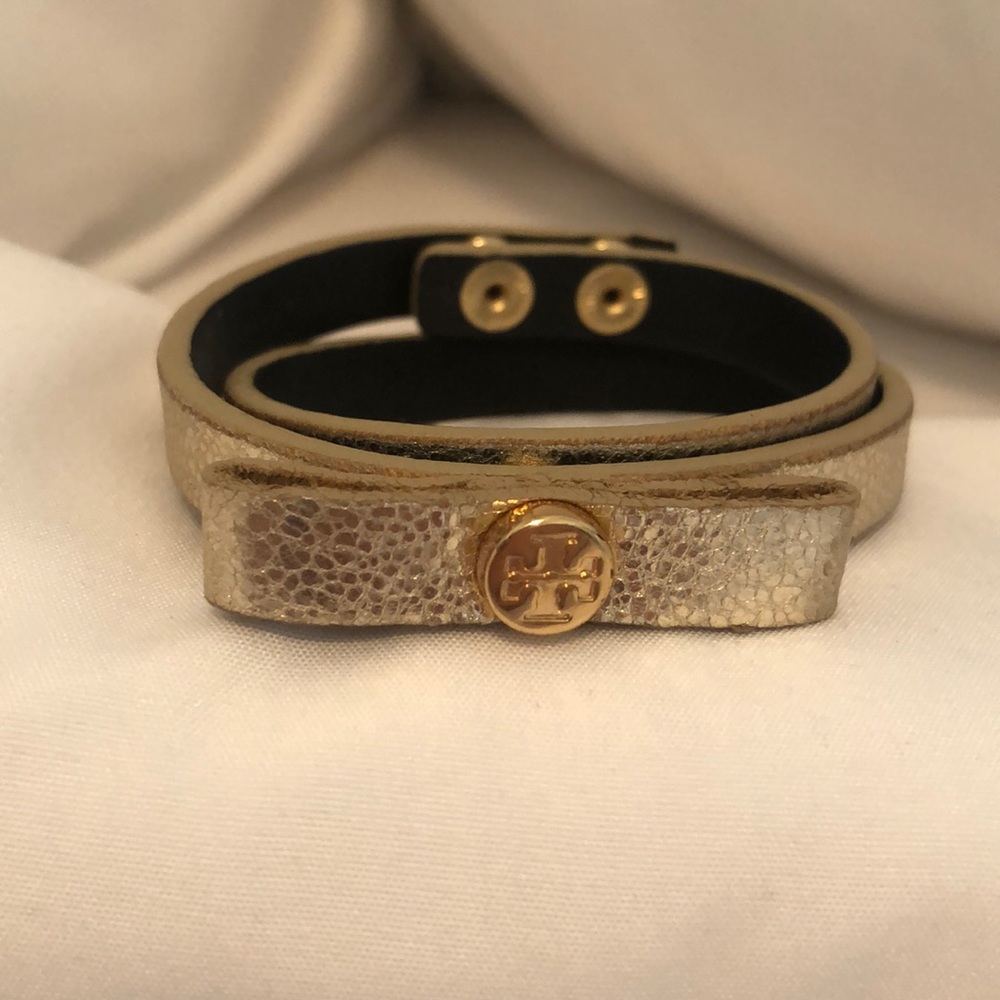Gold Tory Burch double wrap bracelet